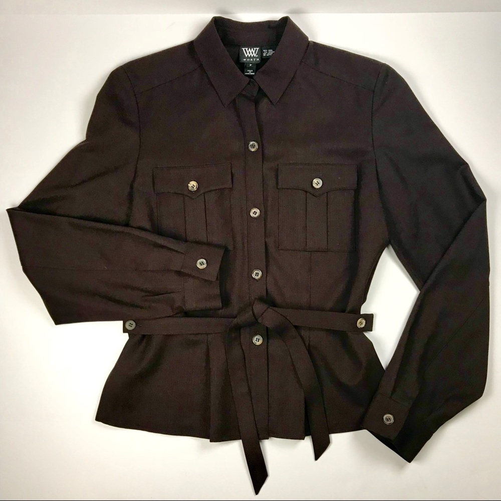 W BY WORTH Button-Down Shirt/Jacket Wool/Spandex P